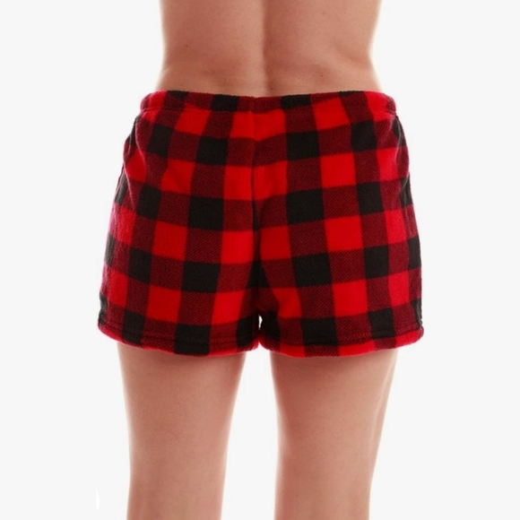 Women's Plush Plaid Flannel Pajama Shorts - Picture 3 of 9